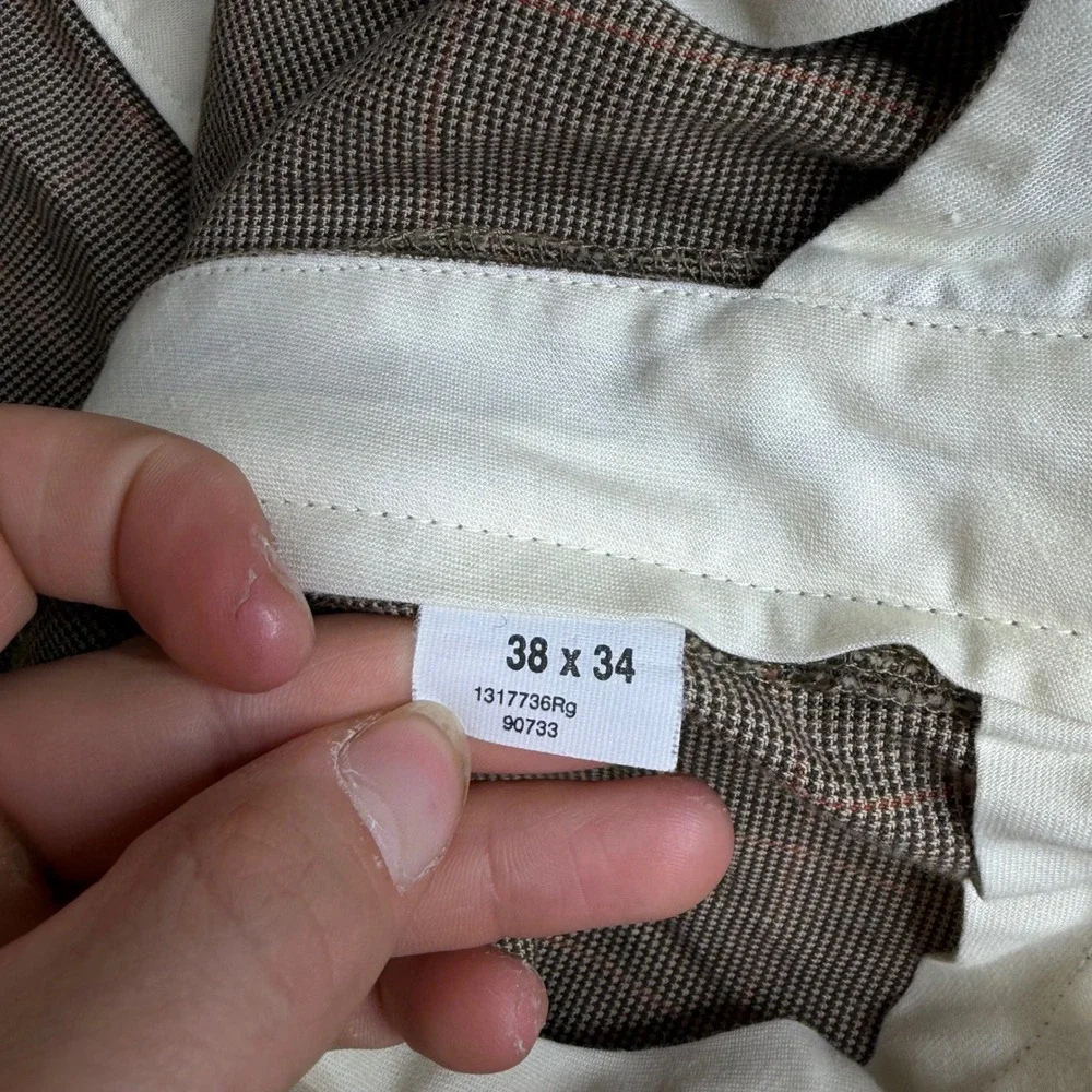 Polo Ralph Lauren Mens Brown Glen Plaid Pleated Pants 38x34 (36x28) Cotton flowy